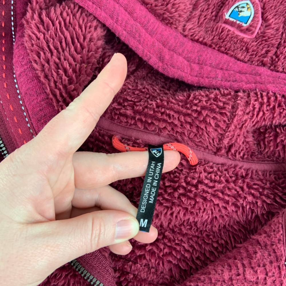 Kuhl Pink Hooded Fleece Textured Full Zip Jacket - Picture 5 of 6